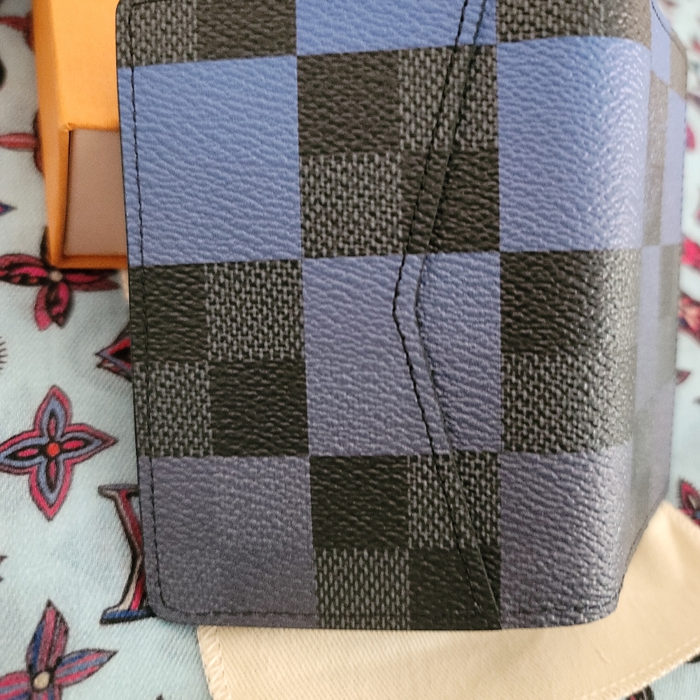 Louis Vuitton Virgil Abloh Pocket Organizer Damier Blue Graphite  Signature Stam - Picture 9 of 12